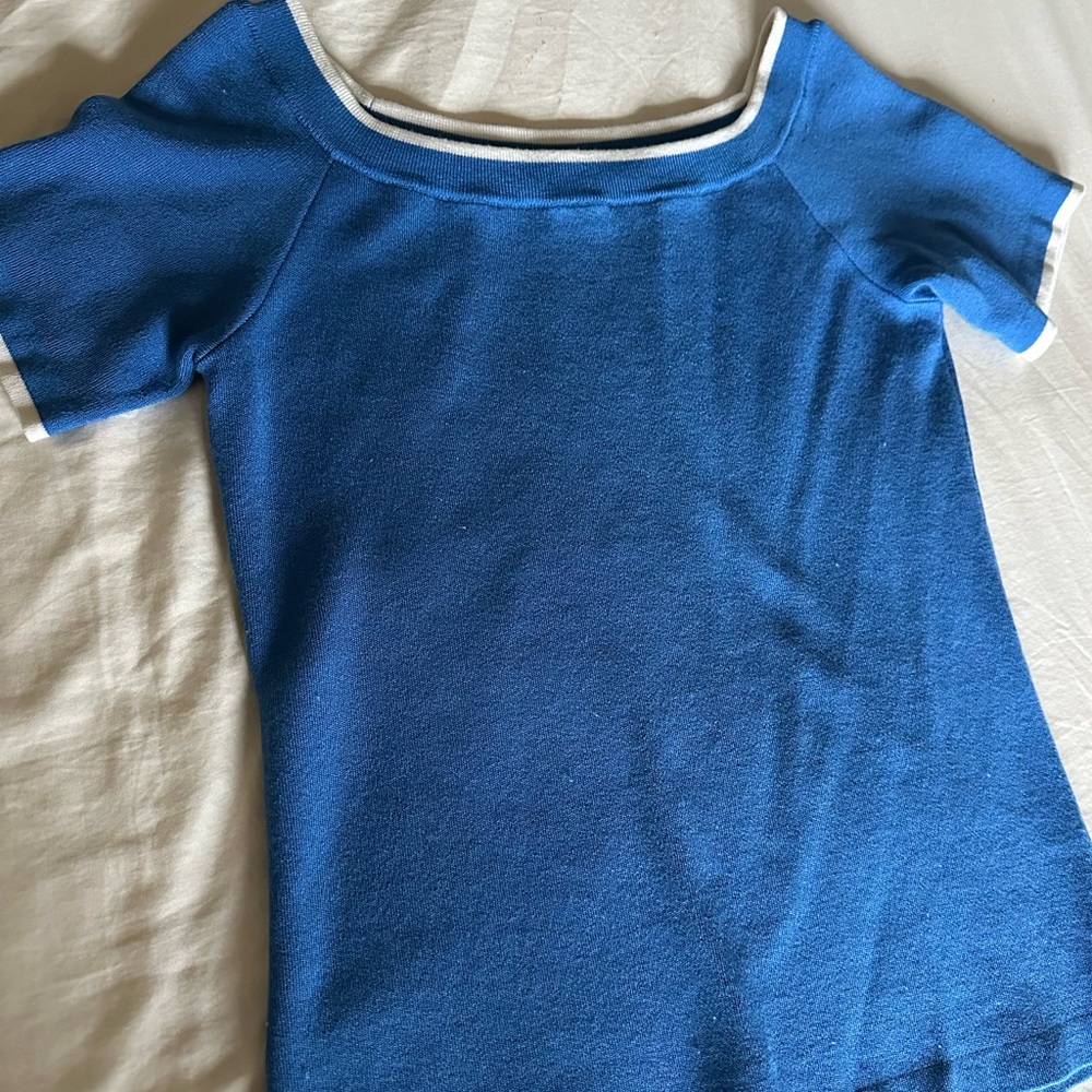 W by Worth Blue Knit Boatneck Top - Picture 3 of 4